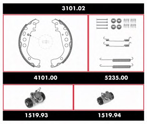 WOKING 3101.02 Brake Set, drum brakes